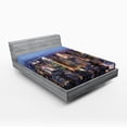 thumbnail image 1 of Ambesonne Landscape Fitted Sheet, Aerial View of NYC, Queen Size, Blue, 1 of 2