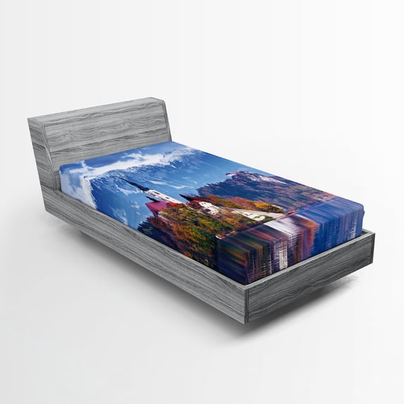 Ambesonne Landscape Fitted Sheet, Bled Slovenia Lake, Twin XL Size, Multicolor