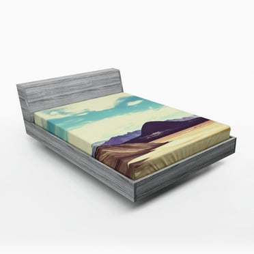 Ambesonne Landscape Fitted Sheet, Brazilian Plateau, Full Size, Multicolor