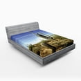 thumbnail image 1 of Ambesonne Landscape Fitted Sheet, Cactus Spined Leaves, Queen Size, Blue Green, 1 of 2