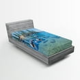 thumbnail image 1 of Ambesonne Landscape Fitted Sheet, Calm Still Water Rocks, Twin XL Size, Blue Grey Green, 1 of 3