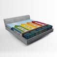 thumbnail image 1 of Ambesonne Landscape Fitted Sheet, Colorful Cabins Sea, Full Size, Multicolor, 1 of 2