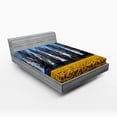 thumbnail image 1 of Ambesonne Landscape Fitted Sheet, Daffodil Field Farming, Queen Size, Mustard Blue, 1 of 2