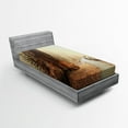 thumbnail image 1 of Ambesonne Landscape Fitted Sheet, Foggy Forest Woods, Twin XL Size, Brown, 1 of 2