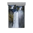 thumbnail image 1 of Ambesonne Landscape Fitted Sheet & Pillow Sham Set, America Cliffs Scene, Queen, Green Blue White, 1 of 2