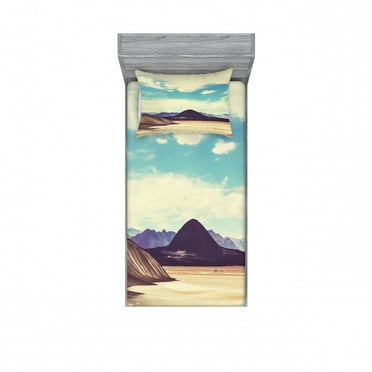 Ambesonne Landscape Fitted Sheet & Pillow Sham Set, Brazilian Plateau, Twinxl, Multicolor