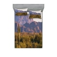 thumbnail image 1 of Ambesonne Landscape Fitted Sheet & Pillow Sham Set, Cactus Mountain in Spring, Queen, Brown Green, 1 of 2