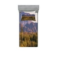 thumbnail image 1 of Ambesonne Landscape Fitted Sheet & Pillow Sham Set, Cactus Mountain in Spring, Twinxl, Brown Green, 1 of 2