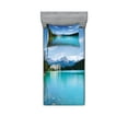 thumbnail image 1 of Ambesonne Landscape Fitted Sheet & Pillow Sham Set, Canadian Lake Castle, Twin, Turquoise Green, 1 of 2