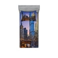 thumbnail image 1 of Ambesonne Landscape Fitted Sheet & Pillow Sham Set, Chicago River Scenery, Twinxl, Multicolor, 1 of 2