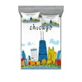 thumbnail image 1 of Ambesonne Landscape Fitted Sheet & Pillow Sham Set, Chicago USA Cartoon, Full, Multicolor, 1 of 2
