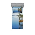 thumbnail image 1 of Ambesonne Landscape Fitted Sheet & Pillow Sham Set, Country Lake House, Twin, Multicolor, 1 of 2