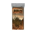 thumbnail image 1 of Ambesonne Landscape Fitted Sheet & Pillow Sham Set, Dramatic Shady Desert, Twin, Orange Green, 1 of 2