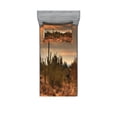 thumbnail image 1 of Ambesonne Landscape Fitted Sheet & Pillow Sham Set, Dramatic Shady Desert, Twinxl, Orange Green, 1 of 2