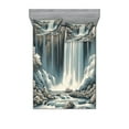 thumbnail image 1 of Ambesonne Landscape Fitted Sheet & Pillow Sham Set, Expressive Waterfall Art, Calking, Blue Grey Pale Sepia, 1 of 2