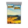 thumbnail image 1 of Ambesonne Landscape Fitted Sheet & Pillow Sham Set, Italy Farmland Rural, Full, Blue Yellow, 1 of 2