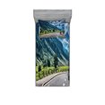 thumbnail image 1 of Ambesonne Landscape Fitted Sheet & Pillow Sham Set, Motorcyclist on Road, Twin, Multicolor, 1 of 2