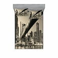 thumbnail image 1 of Ambesonne Landscape Fitted Sheet & Pillow Sham Set, NYC Night Bridge View, Queen, Grey Brown, 1 of 2