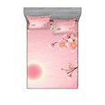 thumbnail image 1 of Ambesonne Landscape Fitted Sheet & Pillow Sham Set, Nature Blossom Tree, Queen, Pink Yellow, 1 of 2