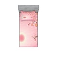 thumbnail image 1 of Ambesonne Landscape Fitted Sheet & Pillow Sham Set, Nature Blossom Tree, Twinxl, Pink Yellow, 1 of 2