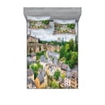thumbnail image 1 of Ambesonne Landscape Fitted Sheet & Pillow Sham Set, Old Town Luxembourg, Queen, Multicolor, 1 of 3