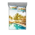 thumbnail image 1 of Ambesonne Landscape Fitted Sheet & Pillow Sham Set, Poolside Exotic Island, Full, Multicolor, 1 of 3