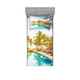 thumbnail image 1 of Ambesonne Landscape Fitted Sheet & Pillow Sham Set, Poolside Exotic Island, Twin, Multicolor, 1 of 2