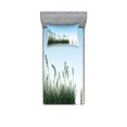 thumbnail image 1 of Ambesonne Landscape Fitted Sheet & Pillow Sham Set, Scenery Lake Bushes, Twinxl, Pale Blue Jade Green, 1 of 2