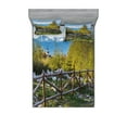 thumbnail image 1 of Ambesonne Landscape Fitted Sheet & Pillow Sham Set, Snowy Alps Mountain, Queen, Green Blue, 1 of 2