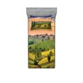 thumbnail image 1 of Ambesonne Landscape Fitted Sheet & Pillow Sham Set, Surreal Countryside, Twinxl, Green Blue Orange, 1 of 2