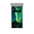 thumbnail image 1 of Ambesonne Landscape Fitted Sheet & Pillow Sham Set, Wooden Bridge Solar, Twinxl, Fern Green Dark Blue, 1 of 2