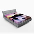 thumbnail image 1 of Ambesonne Landscape Fitted Sheet, Sandy Beach by River, Queen Size, Purple Cream, 1 of 2