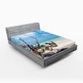 thumbnail image 1 of Ambesonne Landscape Fitted Sheet, Seascape Sandy Beach, Queen Size, Turquoise Sky Blue, 1 of 2