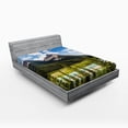 thumbnail image 1 of Ambesonne Landscape Fitted Sheet, Spring Canadian Day, Queen Size, Green Blue, 1 of 2