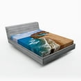 thumbnail image 1 of Ambesonne Landscape Fitted Sheet, Summer Beach Spain, Queen Size, Blue Brown, 1 of 3