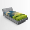 thumbnail image 1 of Ambesonne Landscape Fitted Sheet, Summer Spring Rural, Twin XL Size, Blue Green, 1 of 2