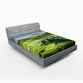 thumbnail image 1 of Ambesonne Landscape Fitted Sheet, Sunrise in the Valley, Full Size, Green Blue, 1 of 2
