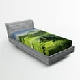 thumbnail image 1 of Ambesonne Landscape Fitted Sheet, Sunrise in the Valley, Twin XL Size, Green Blue, 1 of 2