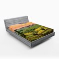 thumbnail image 1 of Ambesonne Landscape Fitted Sheet, Surreal Countryside, Full Size, Green Blue Orange, 1 of 3