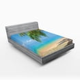 thumbnail image 1 of Ambesonne Landscape Fitted Sheet, Tropic Botanic Image, Full Size, Sky Blue Cream, 1 of 3