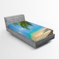 thumbnail image 1 of Ambesonne Landscape Fitted Sheet, Tropic Botanic Image, Twin XL Size, Sky Blue Cream, 1 of 3