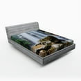 thumbnail image 1 of Ambesonne Landscape Fitted Sheet, Tropical Waterfalls, Queen Size, White Green and Brown, 1 of 2