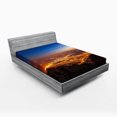 thumbnail image 1 of Ambesonne Landscape Fitted Sheet, Twilight City, Full Size, Brown Orange Blue, 1 of 2