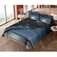 thumbnail image 1 of Ambesonne Landscape Fitted & Top Sheet Set with Shams, Night Tree Silhouette Sea, Black and Blue, 1 of 5