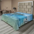 thumbnail image 1 of Ambesonne Landscape Flat Sheet, Calm Still Water Rocks, Full Size, Blue Grey Green, 1 of 1
