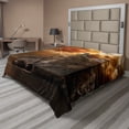 thumbnail image 1 of Ambesonne Landscape Flat Sheet, Castle Thunder Storm, King Size, Orange Brown, 1 of 1