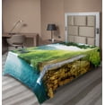 thumbnail image 1 of Ambesonne Landscape Flat Sheet, Crotian Lake Forest, TwinXL Size, Green and Blue, 1 of 1