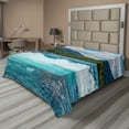 thumbnail image 1 of Ambesonne Landscape Flat Sheet, River Cloudy Mountain, Queen Size, White Green Grey, 1 of 1