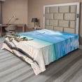 thumbnail image 1 of Ambesonne Landscape Flat Sheet, Seascape Sandy Beach, California King, Turquoise Sky Blue, 1 of 1