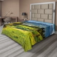 thumbnail image 1 of Ambesonne Landscape Flat Sheet, Summer Morning Lake, King Size, Green Blue Yellow, 1 of 1